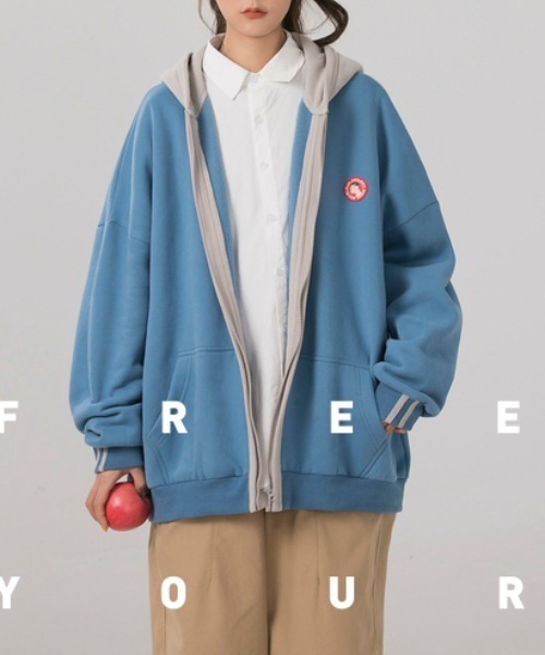 sevens(セブンズ)の「【sevens】フェイクレイヤードオーバーサイズパーカー(パーカー・レディース・ライトブルー/ダークブルー・FREE)」の16枚目の写真