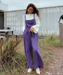 esutoreja（エストレジャ）の「シンプルウエストリボンサロペット（サロペット/オーバーオール・パープル系）」