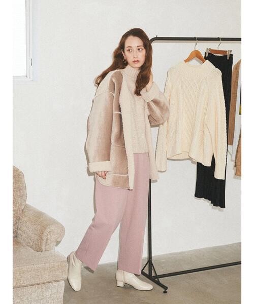 earth music&ecology（アースミュージックアンドエコロジー）の「ハイウエストタックストレートパンツ＊（スラックス・レディース・チャコールグレー/ピンク/ミント/ライトベージュ・S/M）」の20枚目の写真