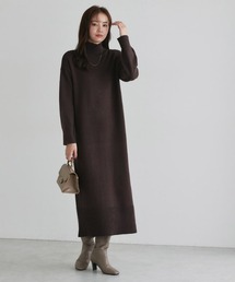 Pierrot | もっちりカシミヤタッチハイネックロングニットワンピース(ワンピース)