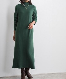 もっちりカシミヤタッチハイネックロングニットワンピース