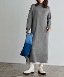 もっちりカシミヤタッチハイネックロングニットワンピース