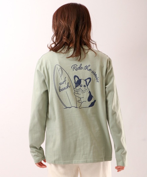 FUNALIVE(ファンアライブ)の「ブルドッグイラスト長袖Tシャツ(Tシャツ/カットソー・メンズ・ホワイト/ブルーグリーン・S/L/M)」の14枚目の写真