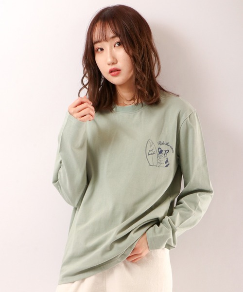 FUNALIVE(ファンアライブ)の「ブルドッグイラスト長袖Tシャツ(Tシャツ/カットソー・メンズ・ホワイト/ブルーグリーン・S/L/M)」の12枚目の写真