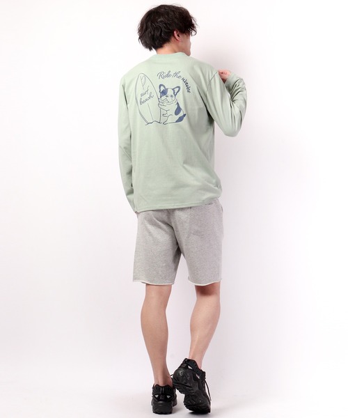 FUNALIVE(ファンアライブ)の「ブルドッグイラスト長袖Tシャツ(Tシャツ/カットソー・メンズ・ホワイト/ブルーグリーン・S/L/M)」の10枚目の写真