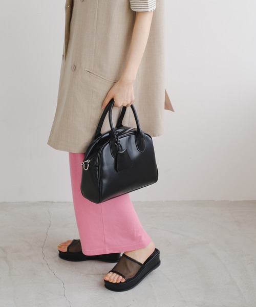 Kastane（カスタネ）の「【新色追加】クロシェット付ボストンバッグ（ボストンバッグ・レディース・ブラウン/ブラック/アイボリー/グリーン・FREE）」の21枚目の写真