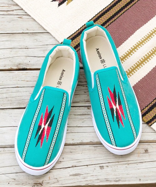 チャイハネ（チャイハネ）の「【チャイハネ】オルテガ刺繍MEN'Sスリッポン（スリッポン・メンズ・ホワイト/ブラック/ブラウン/ターコイズブルー・LL/L）」の4枚目の写真