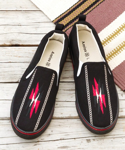 チャイハネ（チャイハネ）の「【チャイハネ】オルテガ刺繍MEN'Sスリッポン（スリッポン・メンズ・ホワイト/ブラック/ブラウン/ターコイズブルー・LL/L）」の3枚目の写真