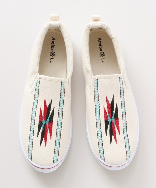 チャイハネ（チャイハネ）の「【チャイハネ】オルテガ刺繍MEN'Sスリッポン（スリッポン・メンズ・ホワイト/ブラック/ブラウン/ターコイズブルー・LL/L）」の5枚目の写真