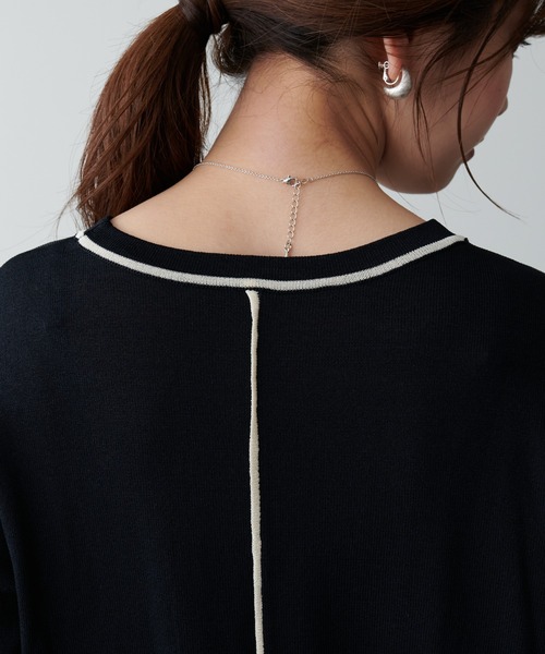 natural couture（ナチュラルクチュール）の「ちょっとモードな配色ラインニット（ニット/セーター・レディース・ブラック/ベージュ/グリーン・FREE）」の16枚目の写真