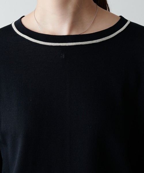 natural couture（ナチュラルクチュール）の「ちょっとモードな配色ラインニット（ニット/セーター・レディース・ブラック/ベージュ/グリーン・FREE）」の11枚目の写真