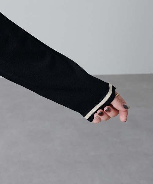 natural couture（ナチュラルクチュール）の「ちょっとモードな配色ラインニット（ニット/セーター・レディース・ブラック/ベージュ/グリーン・FREE）」の21枚目の写真