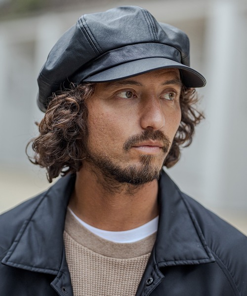 CAMBIO（カンビオ）の「mko10241-Synthetic Leather Casquette キャスケット（キャスケット・メンズ・ブラック/ダークブラウン/ブラウン・FREE）」の2枚目の写真