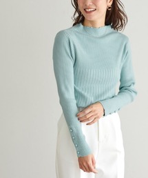 袖ボタン切り替えリブニット
