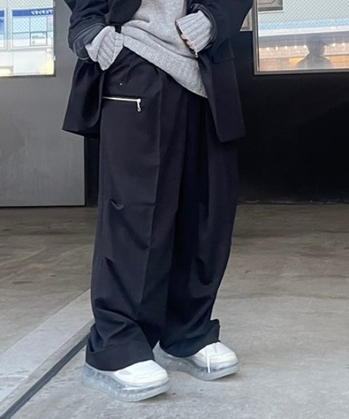 DANKE SCHON（ダンケシェーン）の「DankeSchon/ダンケシェーン/ZIP PANTS/ジップパンツ（スラックス・レディース・ブラック/ベージュ・MEDIUM/L）」の2枚目の写真