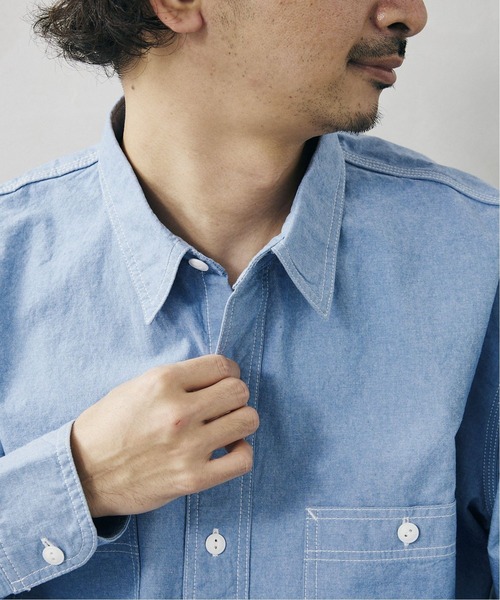 JOURNAL STANDARD relume(ジャーナルスタンダード レリューム)の「【HOUSE HOLD / ハウスホールド】シャンブレーシャツ(シャツ/ブラウス・メンズ・ホワイト/ネイビー/ブルー/グリーン・2/4/3)」の16枚目の写真