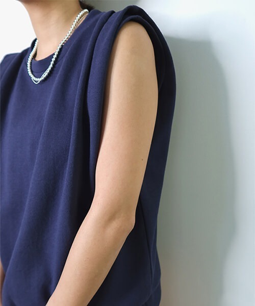 CREDONA(クレドナ)の「パワショルT/T(Tシャツ/カットソー・レディース・ブラック/ネイビー/オフホワイト・FREE)」の16枚目の写真