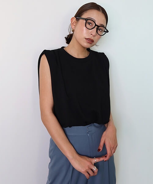 CREDONA(クレドナ)の「パワショルT/T(Tシャツ/カットソー・レディース・ブラック/ネイビー/オフホワイト・FREE)」の5枚目の写真