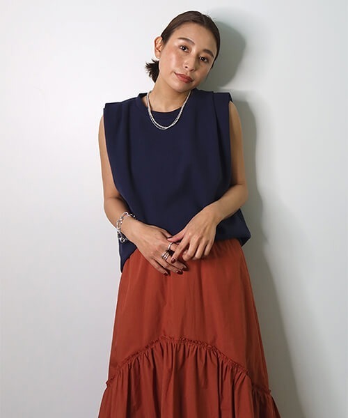 CREDONA(クレドナ)の「パワショルT/T(Tシャツ/カットソー・レディース・ブラック/ネイビー/オフホワイト・FREE)」の12枚目の写真