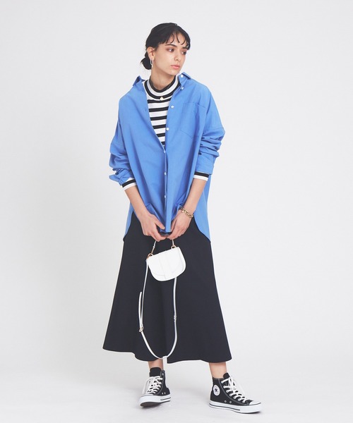 Rouge vif（ルージュヴィフ）の「ストレッチツイル切り替えフレアスカート（スカート・レディース・ネイビー/ホワイト・38/36）」の6枚目の写真