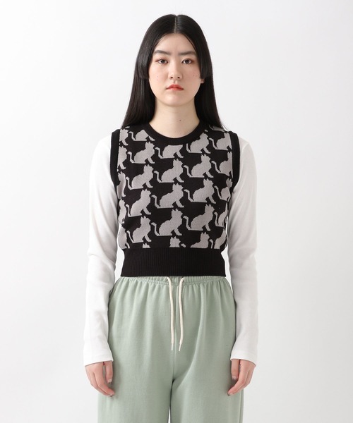 WONDER VISITOR(ワンダービジター)の「WONDER VISITOR/Luna Catニットベスト 2276925(ベスト・レディース・ブラック/ブルー・FREE)」の6枚目の写真