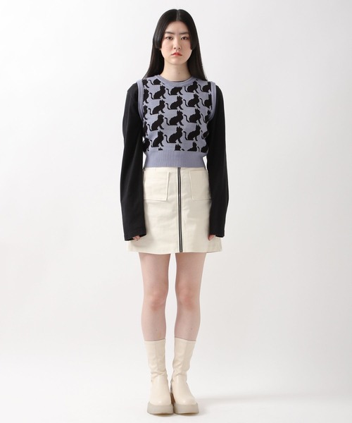 WONDER VISITOR(ワンダービジター)の「WONDER VISITOR/Luna Catニットベスト 2276925(ベスト・レディース・ブラック/ブルー・FREE)」の8枚目の写真