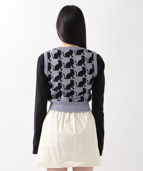 WONDER VISITOR(ワンダービジター)の「WONDER VISITOR/Luna Catニットベスト 2276925(ベスト・レディース・ブラック/ブルー・FREE)」の12枚目の写真