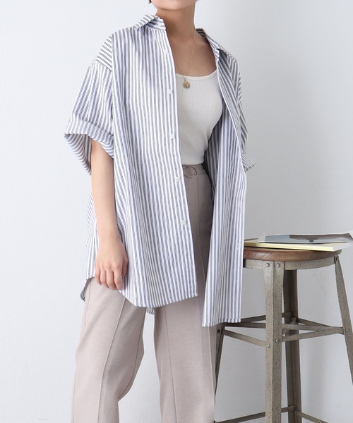 COLONY 2139(コロニートゥーワンスリーナイン)の「ジャガードストライプボタンダウン半袖シャツ(シャツ/ブラウス・メンズ・ホワイト/ネイビー/ブルー・MEDIUM/LARGE)」の18枚目の写真