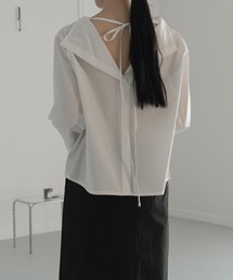 バックリボン Vネックブラウス mmw22s017【MUYMONA】【2022SS】