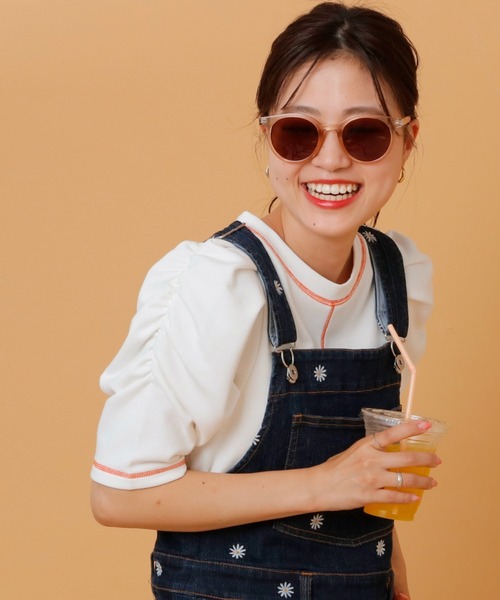 HELLO.SANFRANCISCO(ハローサンフランシスコ)の「【HELLO.SANFRANCISCO】配色ステッチパワショル裏毛プルオーバー(Tシャツ/カットソー・レディース・オレンジ/ホワイト/ブルー/ピンク・ONE SIZE)」の9枚目の写真