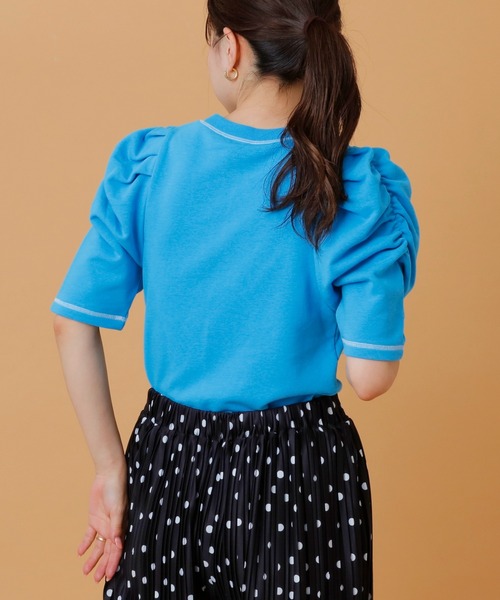 HELLO.SANFRANCISCO(ハローサンフランシスコ)の「【HELLO.SANFRANCISCO】配色ステッチパワショル裏毛プルオーバー(Tシャツ/カットソー・レディース・オレンジ/ホワイト/ブルー/ピンク・ONE SIZE)」の20枚目の写真