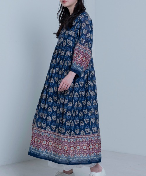 LUPILIEN（ルピリアン）の「Made in indiaダマスク柄プリント　ワンピース（ワンピース・レディース・ブラック/ネイビー/オフホワイト・FREE）」の16枚目の写真