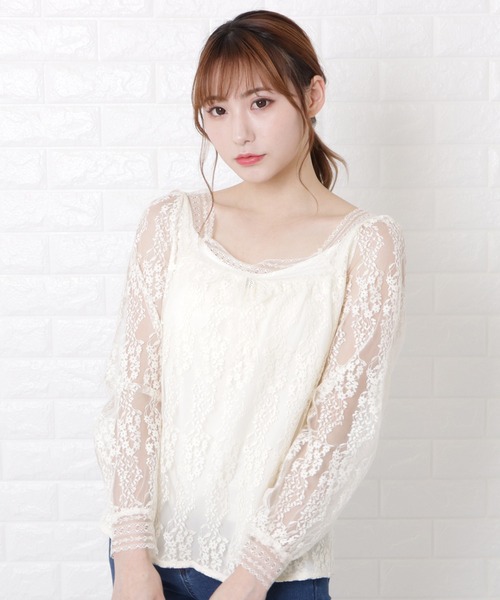 Lace Ladies（レースレディース）の「小花柄刺繍レースブラウス（Tシャツ/カットソー・レディース・アイボリー・M/L/XL/S）」の2枚目の写真
