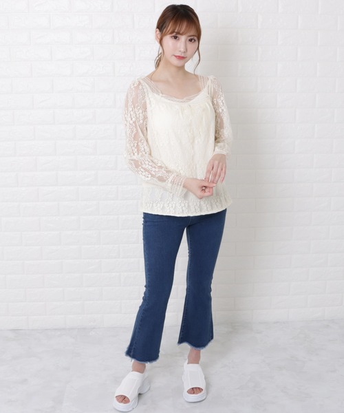 Lace Ladies（レースレディース）の「小花柄刺繍レースブラウス（Tシャツ/カットソー・レディース・アイボリー・M/L/XL/S）」の5枚目の写真