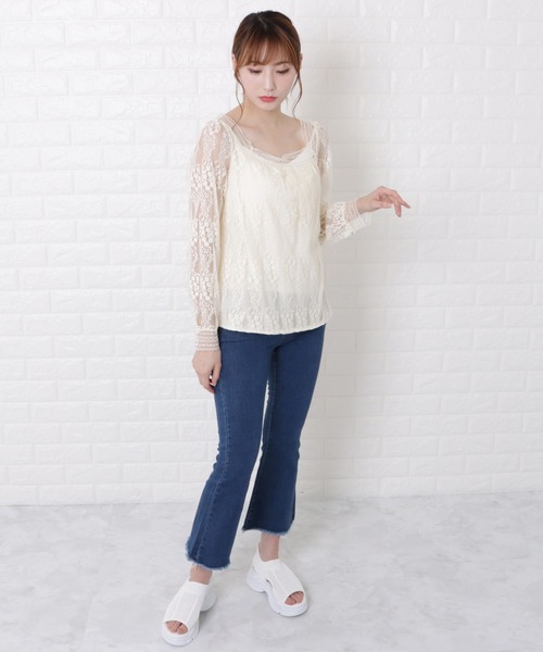 Lace Ladies（レースレディース）の「小花柄刺繍レースブラウス（Tシャツ/カットソー・レディース・アイボリー・M/L/XL/S）」の7枚目の写真