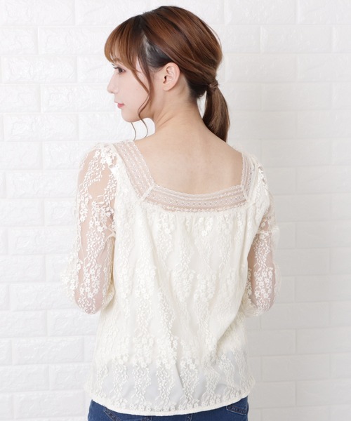 Lace Ladies（レースレディース）の「小花柄刺繍レースブラウス（Tシャツ/カットソー・レディース・アイボリー・M/L/XL/S）」の8枚目の写真