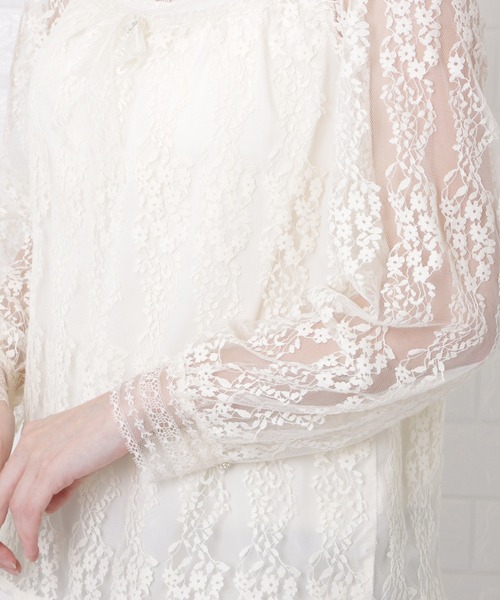 Lace Ladies（レースレディース）の「小花柄刺繍レースブラウス（Tシャツ/カットソー・レディース・アイボリー・M/L/XL/S）」の9枚目の写真