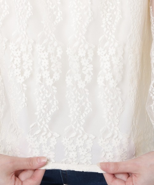 Lace Ladies（レースレディース）の「小花柄刺繍レースブラウス（Tシャツ/カットソー・レディース・アイボリー・M/L/XL/S）」の10枚目の写真