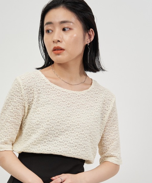 VANNIE U(ヴァニーユー)の「シアーフラワーT(Tシャツ/カットソー・レディース・アイボリー/ナチュラル・FREE)」の10枚目の写真