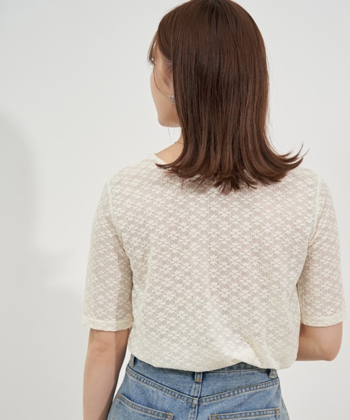 VANNIE U(ヴァニーユー)の「シアーフラワーT(Tシャツ/カットソー・レディース・アイボリー/ナチュラル・FREE)」の20枚目の写真