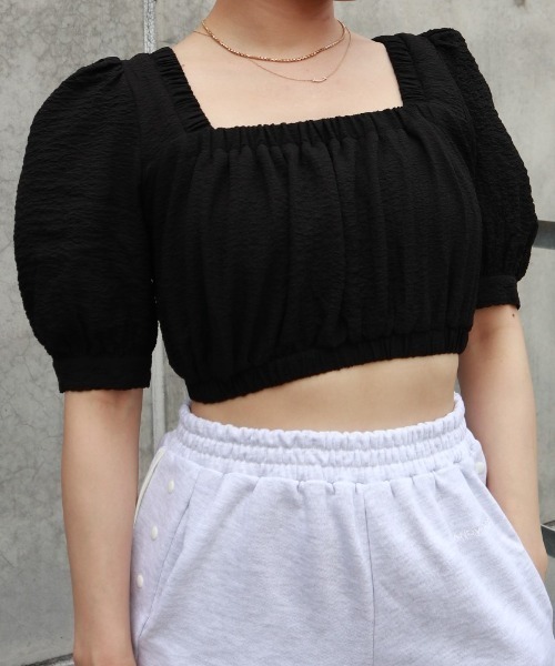 FIG&VIPER（フィグアンドバイパー）の「ボリュームスリーブレースアップTOP（Tシャツ/カットソー・レディース・イエロー/ブラック/ホワイト・FREE）」の19枚目の写真