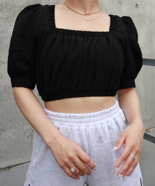 FIG&VIPER（フィグアンドバイパー）の「ボリュームスリーブレースアップTOP（Tシャツ/カットソー・レディース・イエロー/ブラック/ホワイト・FREE）」の16枚目の写真