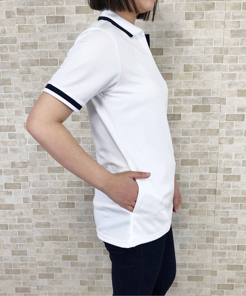 FILA(フィラ)の「ラインリブロングポロシャツ(ポロシャツ・レディース・オフホワイト/チャコール/ピンク/ネイビー・M/L/3L/LL)」の14枚目の写真