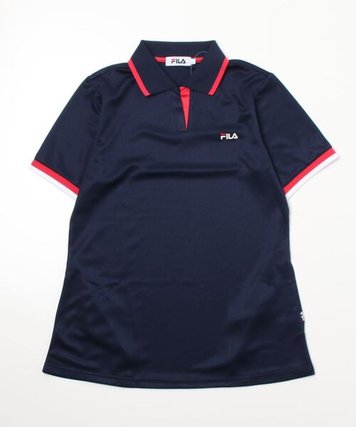 FILA(フィラ)の「ラインリブロングポロシャツ(ポロシャツ・レディース・オフホワイト/チャコール/ピンク/ネイビー・M/L/3L/LL)」の11枚目の写真