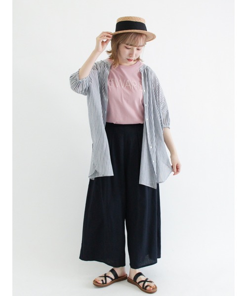 Samansa Mos2（サマンサ モスモス）の「ぽこぽこ刺繍半袖Tシャツ（Tシャツ/カットソー・レディース・オフホワイト/ピンク/グリーン/チャコール/ベージュ・ﾌﾘ-）」の7枚目の写真