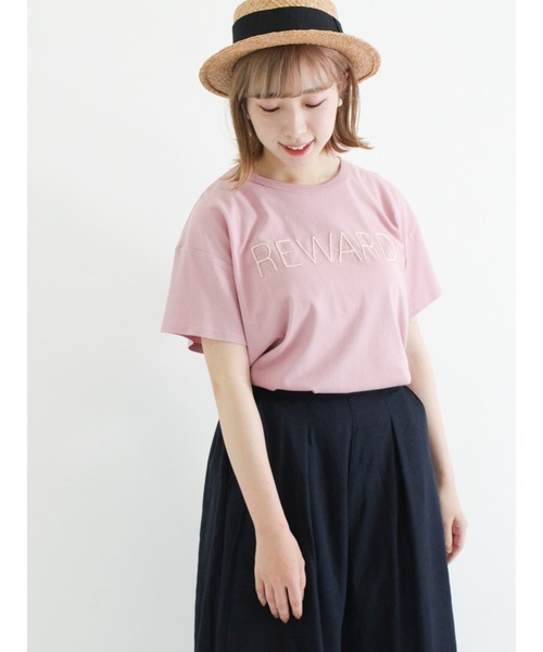 Samansa Mos2（サマンサ モスモス）の「ぽこぽこ刺繍半袖Tシャツ（Tシャツ/カットソー・レディース・オフホワイト/ピンク/グリーン/チャコール/ベージュ・ﾌﾘ-）」の15枚目の写真