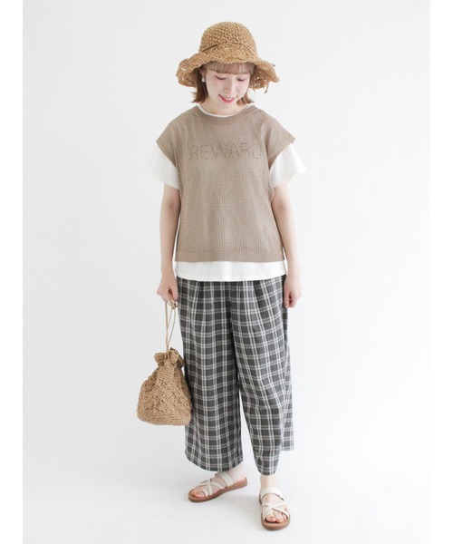 Samansa Mos2（サマンサ モスモス）の「ぽこぽこ刺繍半袖Tシャツ（Tシャツ/カットソー・レディース・オフホワイト/ピンク/グリーン/チャコール/ベージュ・ﾌﾘ-）」の10枚目の写真