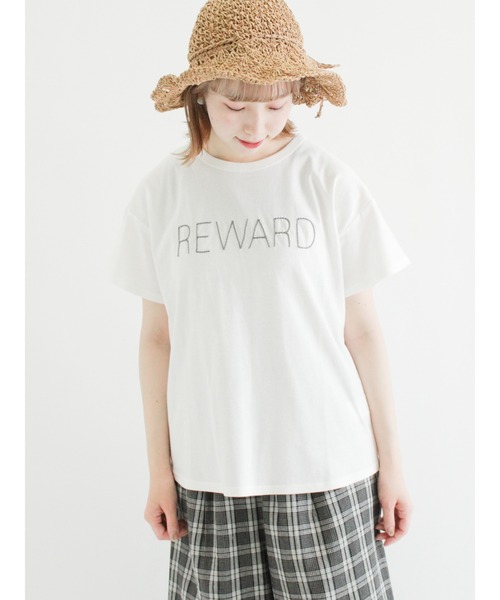 Samansa Mos2（サマンサ モスモス）の「ぽこぽこ刺繍半袖Tシャツ（Tシャツ/カットソー・レディース・オフホワイト/ピンク/グリーン/チャコール/ベージュ・ﾌﾘ-）」の6枚目の写真