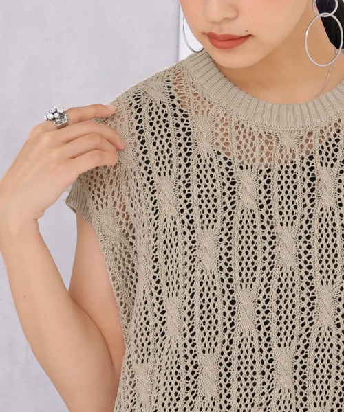 osharewalker(オシャレウォーカー)の「【廃盤】『オリジナル柄透かし編みニットベスト』(ベスト・レディース・ネイビー/ライトベージュ・FREE)」の9枚目の写真