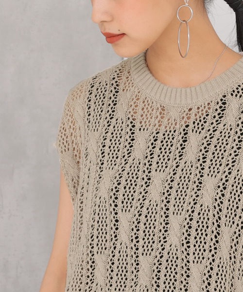 osharewalker(オシャレウォーカー)の「【廃盤】『オリジナル柄透かし編みニットベスト』(ベスト・レディース・ネイビー/ライトベージュ・FREE)」の10枚目の写真